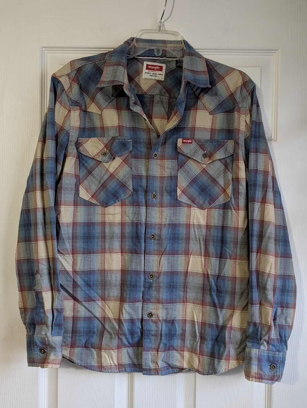 Wrangler Men's Plaid Button Down Western Long Sleeve Shirt Size M